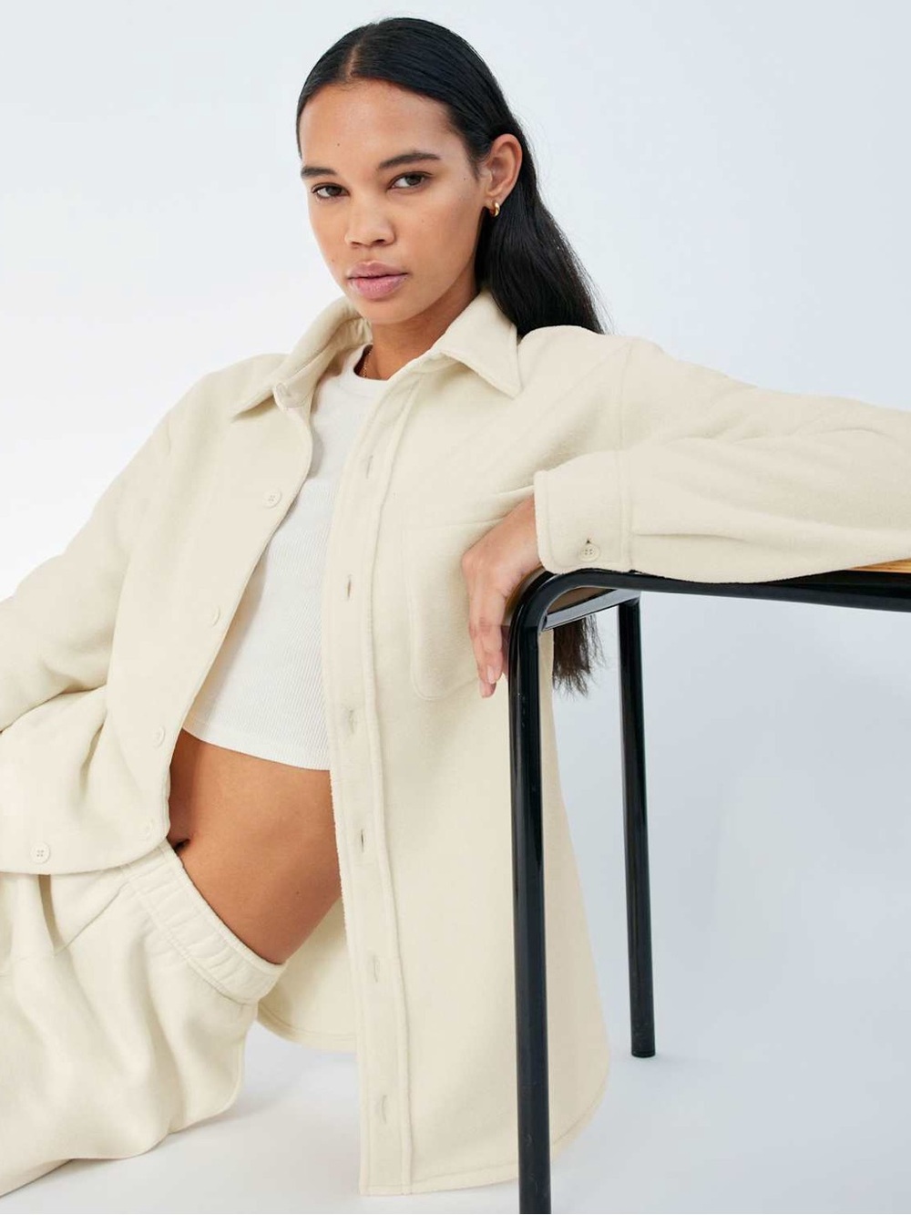 ARITZIA TNA Polar Shirt Jacket - Whisper White / Cream | Micro Fleece SIZE XS